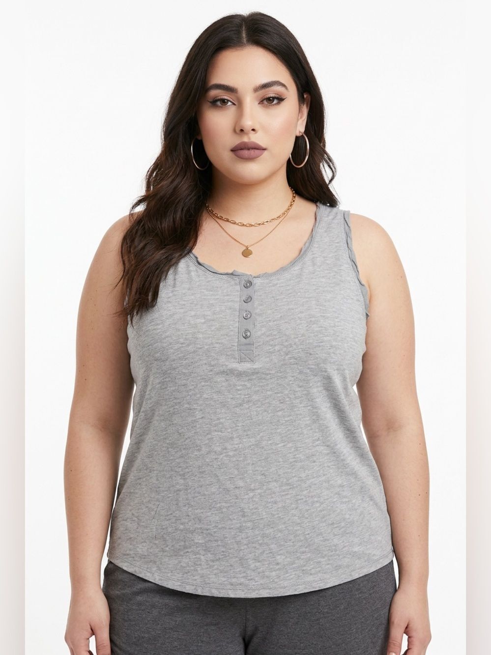 TORRID | Light Gray Button-Front Tank Top Women’s Size 0 (Large)
